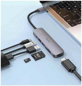 img 3 attached to HOCO HB28/ Hub 6 in 1/ USB 2.0, 1 USB 3.0, Type-C, Card Reader SD, Micro SD, HDMI gray metal