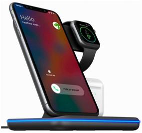 img 3 attached to 🔌 Ultimate 3-in-1 Wireless Docking Station for iPhone, Airpods, and Apple Watch: Fast Qi Charger Included!