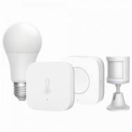 aqara smart home kit with light bulb, works with alice logo