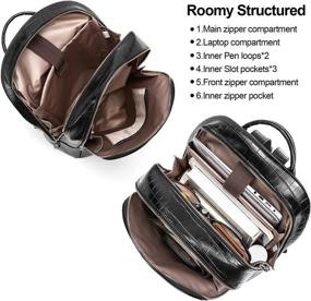 img 2 attached to Стильный женский кожаный рюкзак для ноутбука, подходит для 15,6-дюймового компьютера, идеально подходит для путешествий, бизнеса, колледжа и любителей винтажа