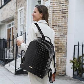 img 3 attached to Стильный женский кожаный рюкзак для ноутбука, подходит для 15,6-дюймового компьютера, идеально подходит для путешествий, бизнеса, колледжа и любителей винтажа
