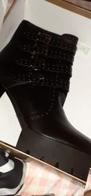 img 8 attached to Stylish Women'S Chunky Heel Mid-Calf Boots With Snakeskin And Crocodile Patterns For Easy Pull-On