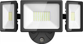 img 4 attached to 6200LM Dusk To Dawn Outdoor Flood Lights With 3 Adjustable Heads And IP65 Waterproof Rating - Perfect For Garage, Patio, And Yard Security In Daylight White