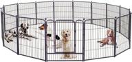 heavy duty dog playpen - 16 panels, 32 inch height, indoors or outdoors, anti-rust folding exercise fence for large, medium, small dogs and pets - portable with door logo