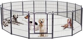 img 4 attached to Heavy Duty Dog Playpen - 16 Panels, 32 Inch Height, Indoors or Outdoors, Anti-Rust Folding Exercise Fence for Large, Medium, Small Dogs and Pets - Portable with Door