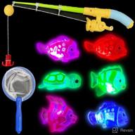 🎣 magnetic light up kids fishing pole bath toy set by liberty imports - rod and reel with sea turtle and 5 unique fish - outdoor water toys and fishing game for kids age logo