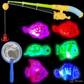 img 4 attached to 🎣 Magnetic Light Up Kids Fishing Pole Bath Toy Set by Liberty Imports - Rod and Reel with Sea Turtle and 5 Unique Fish - Outdoor Water Toys and Fishing Game for Kids Age
