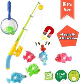 img 3 attached to 🎣 Magnetic Light Up Kids Fishing Pole Bath Toy Set by Liberty Imports - Rod and Reel with Sea Turtle and 5 Unique Fish - Outdoor Water Toys and Fishing Game for Kids Age