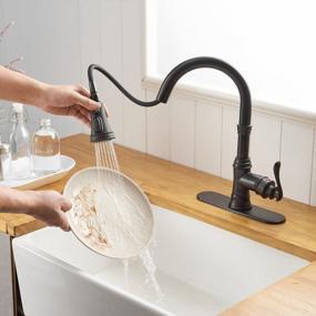 img 1 attached to Upgrade Your Kitchen With Bathfinesse Matte Black Faucet: Pull-Down Sprayer, 3 Functions, And Commercial Grade Performance