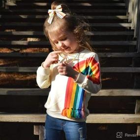 img 1 attached to Rainbow Graphic Print Toddler Girls Sweatshirt - Colorful 🌈 Long Sleeve Pullover Coat for Babies and Kids with Stripe Tops