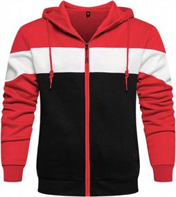 img 4 attached to Men'S Full-Zip Athletic Sweatshirt With Color Block Design, Long Sleeves, And Convenient Pockets By TOLOER