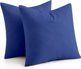 img 4 attached to Set Of 2 Navy Feather Euro Pillows - 26X26 Inches, Perfect For Bed And Couch Decor By Puredown®