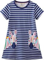 stripes cartoon applique playwear dresses girls' clothing ~ dresses logo