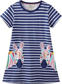 img 4 attached to Stripes Cartoon Applique Playwear Dresses Girls' Clothing ~ Dresses