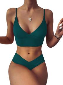 img 2 attached to 👙 Sleeveless Swimsuit for Women: Wireless Women's Clothing at SheIn's Swimsuits & Cover Ups