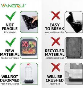 img 1 attached to 25 упаковок по 34 унции, 8 дюймов, 3 отсека, контейнеры YANGRUI To Go - защита от запотевания и утечки, не содержит BPA, подходит для использования в микроволновой печи/морозильной камере