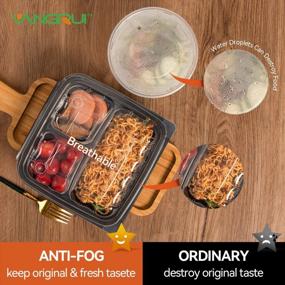 img 2 attached to 25 Pack 34 Oz 8 Inch 3 Compartment YANGRUI To Go Containers - Anti-Fog & Leak Proof, BPA Free, Microwave/Freezer Safe