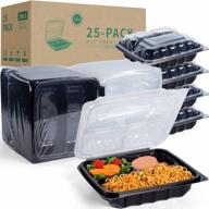25 pack 34 oz 8 inch 3 compartment yangrui to go containers - anti-fog & leak proof, bpa free, microwave/freezer safe logo