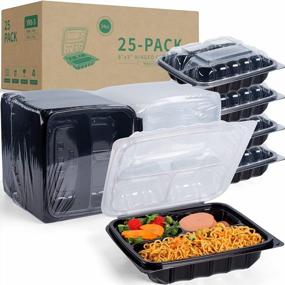img 4 attached to 25 Pack 34 Oz 8 Inch 3 Compartment YANGRUI To Go Containers - Anti-Fog & Leak Proof, BPA Free, Microwave/Freezer Safe