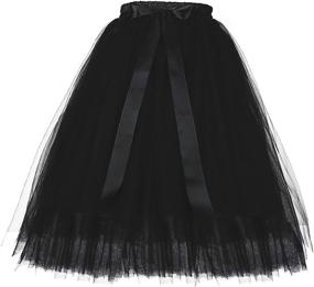 img 4 attached to Black 4-Layer Tulle Princess Ballet Dance Petticoat With Elastic Waistband For Women'S Party Pettiskirt