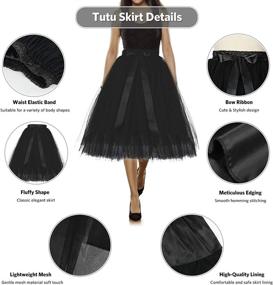 img 2 attached to Black 4-Layer Tulle Princess Ballet Dance Petticoat With Elastic Waistband For Women'S Party Pettiskirt