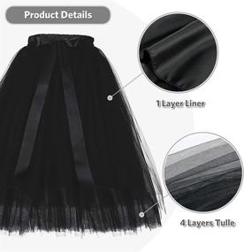 img 1 attached to Black 4-Layer Tulle Princess Ballet Dance Petticoat With Elastic Waistband For Women'S Party Pettiskirt