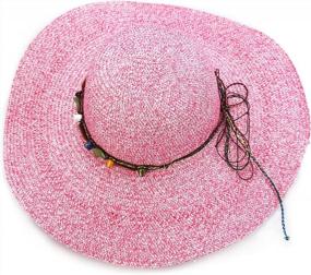 img 1 attached to Складная соломенная шляпа с широкими полями для женщин - стильная гибкая пляжная кепка с защитой от ультрафиолета на лето