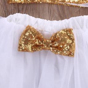 img 1 attached to Adorable 3Pc Princess Outfit Set For Toddler Baby Girls - Gold Sparkle Sequins Tops & Tutu Skirt!