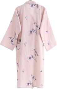 img 3 attached to Хлопковый халат-кимоно - легкая одежда для сна для женщин и мужчин, идеальная для весны и лета, от ZOOBOO