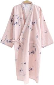 img 4 attached to Хлопковый халат-кимоно - легкая одежда для сна для женщин и мужчин, идеальная для весны и лета, от ZOOBOO