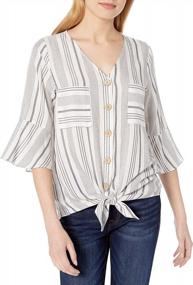 img 4 attached to AGB Women'S Tie Front Button Up Top - Stylish & Chic Blouse For Ladies