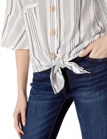 img 1 attached to AGB Women'S Tie Front Button Up Top - Stylish & Chic Blouse For Ladies