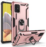 gorgcase for samsung galaxy a51 5g case/galaxy a51 5g verizon uw w/glass screen protector heavy duty shockproof 360°rotating ring stand protective cover (work for magnetic car mount) rose gold logo