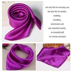 img 4 attached to Silky Purple Satin Square Neck Scarf For Women - Perfect For Clubbing, Parties And As A Hair Wrap - Elegant Handkerchief And Bag Accessory