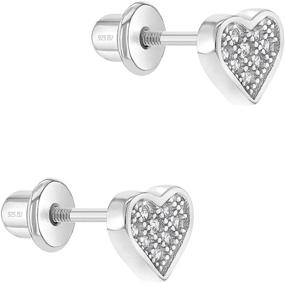 img 3 attached to Sterling Silver Small Heart Earrings Girls' Jewelry ~ Earrings