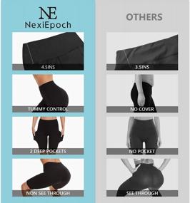 img 3 attached to Plus Size Spandex Biker Shorts For Women - 8" High Waisted Summer Running Yoga Workout With Pockets By NexiEpoch