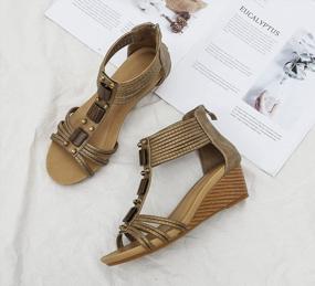 img 3 attached to 👡 FRALOSHA Open Toe Wedge Sandals for Women: Stylish Summer Roman High Heel Footwear, Breathable and Perfect for the Beach