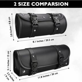 img 3 attached to Neween Motorcycle Handlebar Bag Saddlebags, PU Leather Handmade Motorcycle Fork Bag Roll, Durable Storage Tool Pouch With Straps For Men, Women (Large, Black)