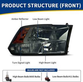 img 3 attached to 🚗 AUTOSAVER88 Headlight Assembly Compatible with 09-18 Dodge Ram Quad 1500 2500 3500 Pickup Replacement Headlamp with Black Housing and Clear Lens