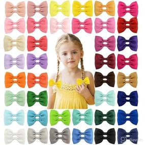 img 4 attached to 🎀 ALinmo 80pcs Baby Girls Clips: Grosgrain Boutique Hair Bows in 40 Colorful Pairs, Perfect for Infants, Kids, and Teens