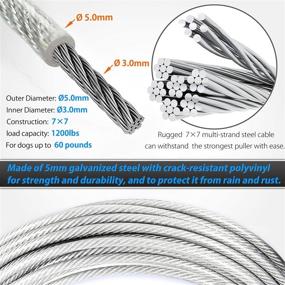 img 1 attached to 🐶 Durable 30/50 ft Dog Tie Out Cable for Dogs Up to 60 lbs - Tangle-Free Swivel Dog Training Leash - Anti Rust Chew Proof Yard Leash for Outdoor, Yard, Camping
