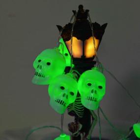 img 2 attached to Green 16.4Ft Waterproof Halloween Skull String Lights - ILLUMINEW 30 LED Battery Operated Fairy Lights With Remote And 8 Modes, Perfect Decoration For Outdoor And Indoor Parties
