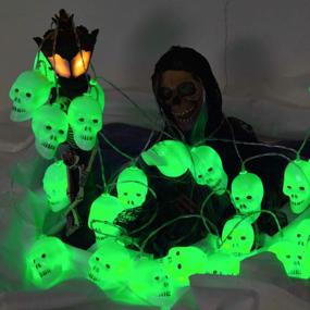 img 1 attached to Green 16.4Ft Waterproof Halloween Skull String Lights - ILLUMINEW 30 LED Battery Operated Fairy Lights With Remote And 8 Modes, Perfect Decoration For Outdoor And Indoor Parties