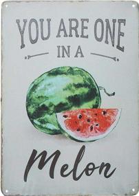 img 1 attached to Vintage Tin Wall Art: Funny Watermelon Fruit Decor - You'Re One In A Melon - Distressed 8"X12" - Perfect For Homes, Bars, And Restaurants