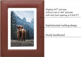 img 3 attached to Vegan Leather Brown Picture Frame By Americanflat - Displays 5X7 And 4X6 Photos - Polished Glass For Horizontal Or Vertical Mounting - Perfect For Tabletop Or Wall Décor