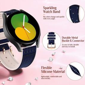 img 2 attached to Goton Bling Strap For Samsung Galaxy Watch 5 & 4 Band - Active 2 40Mm 44Mm - Watch5 Pro 45Mm - Watch4 Classic 46Mm 42Mm - Watch 3 41Mm, Women 20Mm Glitter Silicone Wristband Accessories Midnight Blue