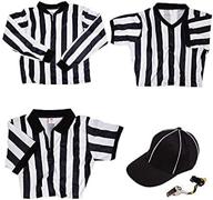 ultimate referee kit - 3 striped shirts with long sleeve cold weather jersey, v-neck, quarter-zip pullover, hat, & stainless steel whistle for officiating football, basketball, & soccer logo