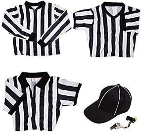 img 4 attached to Ultimate Referee Kit - 3 Striped Shirts With Long Sleeve Cold Weather Jersey, V-Neck, Quarter-Zip Pullover, Hat, & Stainless Steel Whistle For Officiating Football, Basketball, & Soccer