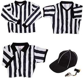 img 2 attached to Ultimate Referee Kit - 3 Striped Shirts With Long Sleeve Cold Weather Jersey, V-Neck, Quarter-Zip Pullover, Hat, & Stainless Steel Whistle For Officiating Football, Basketball, & Soccer