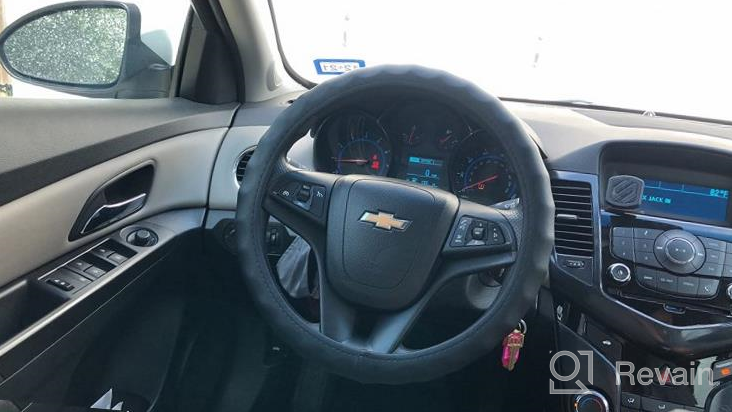 img 1 attached to Ergonomic Comfort Grip Genuine Gray Leather Steering Wheel Cover - Universal Fit For Most Vehicles (14.5" - 15.5") | BDK review by Cody Howard